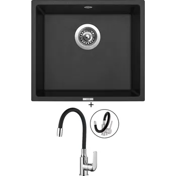 Granitový dřez Granitový dřez SET Sinks FRAME 457 granblack + Kuchinox ELZA BKE 761D chrom/černá