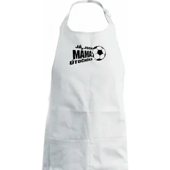 Kuchyňská zástěra Já jsem táta - máma utočník - fotbal - Dámská zástěra na vaření - Univerzální velikost ( Bílá )