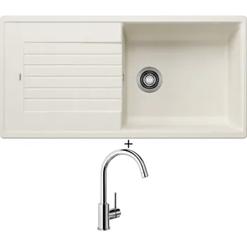 Kuchyňský dřez Granitový dřez SET Blanco ZIA XL 6 S bílá soft 527217 + Blanco MIDA chrom 517742