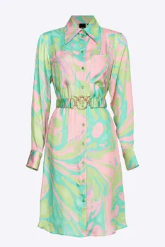 Dámské šaty Pinko Splash-Print Satin Shirt Dress 103084A1PESN2