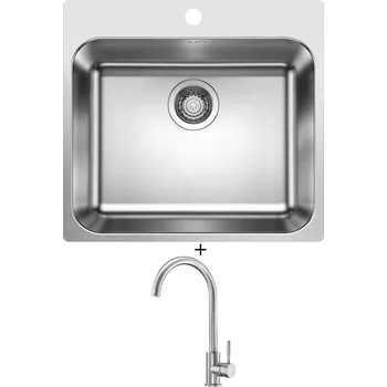 Nerezový dřez SET Blanco SUPRA 500-IF/A R12 nerez kartáčovaný 526354 + Deante LIMA BBM F62M nerez