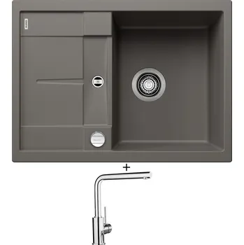 Kuchyňský dřez Granitový dřez SET Blanco METRA 45 S Compact šedá vulkán + excentrické ovládání + Blanco MILA chrom 519414