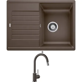 Kuchyňský dřez Granitový dřez SET Blanco ZIA 45 S Compact kávová 524730 + Blanco MIDA-S kávová 521461