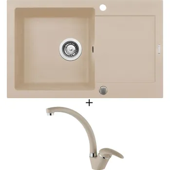 Granitový dřez Granitový dřez SET Pyramis MIDO (79x50) 1B 1D béžová + Pyramis OSSIA béžová