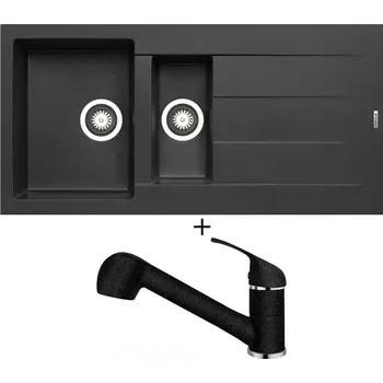 Granitový dřez Granitový dřez SET Pyramis ATHLOS (100x50) 1 1/2B 1D carbon + Pyramis FIDO carbon