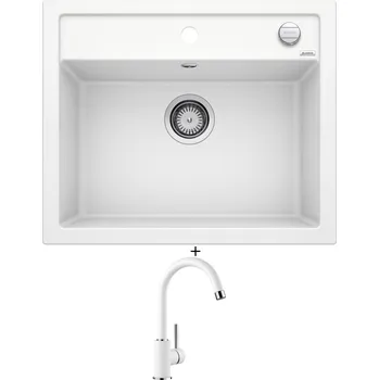 Granitový dřez Granitový dřez SET Blanco DALAGO 6 bílá s excentrem 514199 + Blanco MIDA bílá 519418