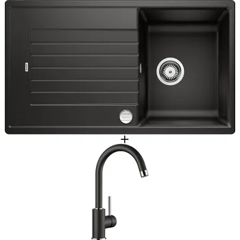 Kuchyňský dřez Granitový dřez SET Blanco ZIA 45 SL černá + excentrické ovládání + Blanco MIDA černá 526145