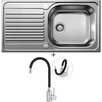 Kuchyňský dřez Nerezový dřez SET Blanco TIPO XL 6 S nerez přírodní lesk s excentrem 514243 + Deante NEO LUNO BOC B720 nerez