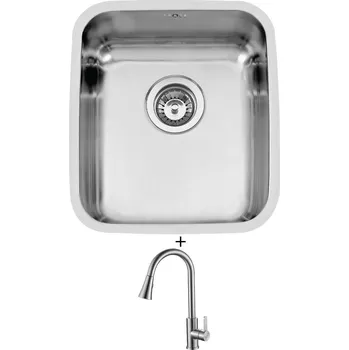 Nerezový dřez Nerezový dřez SET Sinks BRASILIA 380 nerez leštěný + Laveo BONA BAB 269U nerez