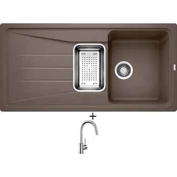 Granitový dřez Granitový dřez SET Blanco SONA 6 S kávová + nerezová miska + Blanco MIDA-S chrom 521454