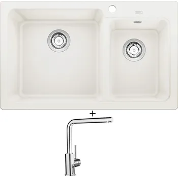 Granitový dřez Granitový dřez SET Blanco NAYA 8 bílá 519649 + Blanco MILA chrom 519414