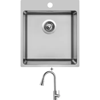 Nerezový dřez Nerezový dřez SET Sinks BLOCKER 450 V 1mm kartáčovaný + Laveo BONA BAB 269U nerez