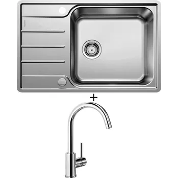 Nerezový dřez Nerezový dřez SET Blanco LEMIS XL 6 S-IF Compact nerez kartáčovaný s excentrem 525110 + Blanco MIDA chrom 517742