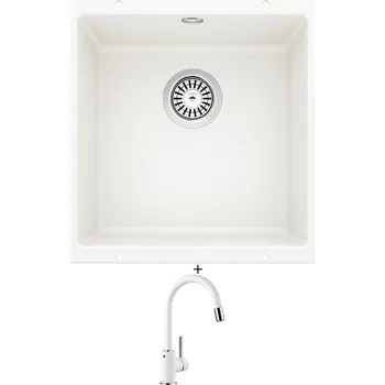 Granitový dřez Dřez pod desku SET Blanco ROTAN 400 U bílá 521334 + Blanco MIDA-S bílá 521457