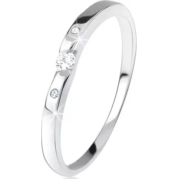 Prsten Lesklý prsten s čirými zirkony, zakřivená ramena, ze stříbra 925 - Velikost: 56