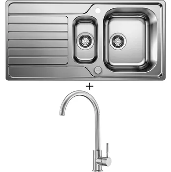 Nerezový dřez Nerezový dřez SET Blanco DINAS 6 S nerez kartáčovaný s excentrem 523379 + Deante LIMA BBM F62M nerez