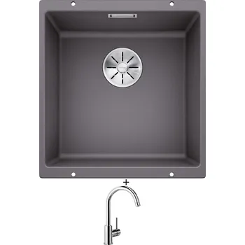 Kuchyňský dřez Dřez pod desku SET Blanco SUBLINE 400 U šedá skála 523423 + Blanco MIDA chrom 517742