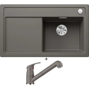 Kuchyňský dřez Granitový dřez SET Blanco ZENAR 45 S šedá vulkán 527361 + Blanco DARAS-S šedá vulkán 526936