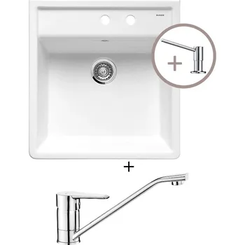 Keramický dřez SET Blanco PANOR 60 zářivě bílá lesklá 514501 + dávkovač TORRE chrom + Deante CORIO BFC 060M chrom