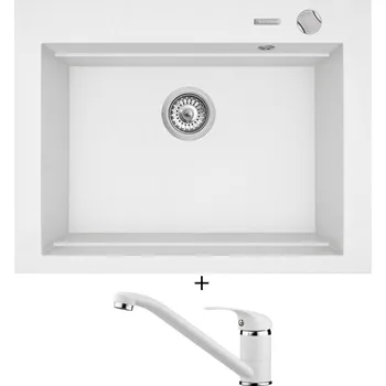 Granitový dřez Granitový dřez SET Pyramis SIROS (67x51,5) 1B bílá + Pyramis ASALIA bílá
