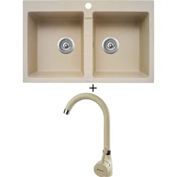 Granitový dřez Granitový dřez SET Pyramis SPARTA (78x50) 2B béžová + Pyramis BELLO béžová