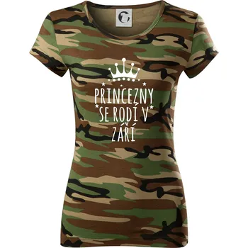 Princezny se rodí v září - Dámské maskáčové triko - XL ( Hnědý maskáč )