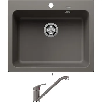 Kuchyňský dřez Granitový dřez SET Blanco NAYA 6 šedá vulkán 527311 + Blanco DARAS šedá vulkán 526934