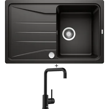 Kuchyňský dřez Granitový dřez SET Blanco SONA 45 S černá s excentrem + Blanco MILI černá matná 526665