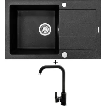 Granitový dřez Granitový dřez SET Pyramis SPARTA PLUS (78x48) 1B 1D černá + Pyramis SILVIO černá