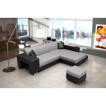 Obývací stěna Sedací souprava Oskar P sv.šedá/černá