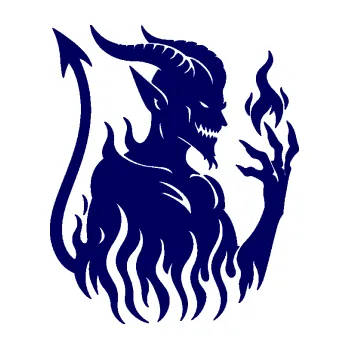 Samolepící dekorace SAMOLEPKA Ďábel 004 pravá čertisko v plamenech (23 - tmavě modrá) NA AUTO, NÁLEPKA, FÓLIE, POLEP, TUNING, VLASTNÍ TEXT, TISK, AUTOSAMOLEPKY.cz, POLEPY, OBRÁZEK, LOGO, SAMOLEPKY