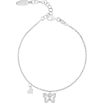 Náramek Náramek s prvky ze stříbra a zirkony - motýl, srdce - AP538-3859