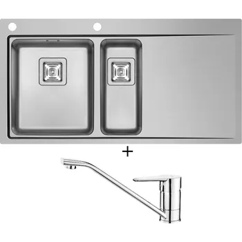 Nerezový dřez Nerezový dřez SET Pyramis OLYNTHOS (100X52) 1 1/2B 1D LH nerez + Deante CORIO BFC 060M chrom