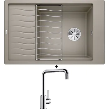 Granitový dřez SET Blanco ELON XL 6 S tartufo 524851 + odkapová mřížka + Blanco MILI chrom 519413
