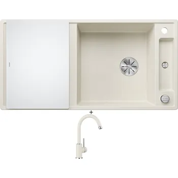 Granitový dřez SET Blanco AXIA III XL 6 S bílá soft + skleněná krájecí deska 527051 + Blanco MIDA bílá soft 526966