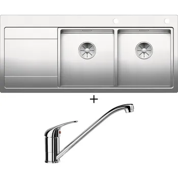 Nerezový dřez Nerezový dřez SET Blanco DIVON II 8 S-IF nerez hedvábný lesk s excentrem 521665 + Blanco DARAS chrom 517720