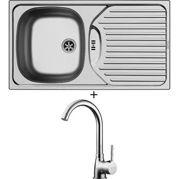 Nerezový dřez Nerezový dřez SET Pyramis ET 78 SEMIFLAT nerez + Pyramis BELLO chrom
