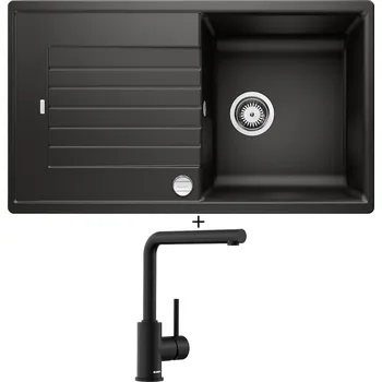 Kuchyňský dřez Granitový dřez SET Blanco ZIA 5 S černá s excentrem + Blanco MILA černá matná 526657