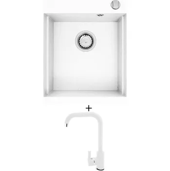 Granitový dřez Granitový dřez SET Pyramis SIROS (47x51,5) 1B bílá + Pyramis SILVIO bílá