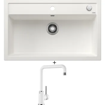 Granitový dřez Granitový dřez SET Blanco DALAGO 8 bílá s excentrem 516633 + Blanco MILI bílá 523107