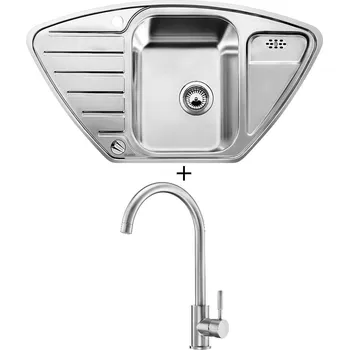 Nerezový dřez SET Blanco LANTOS 9 E-IF nerez kartáčovaný s excentrem 516277 + Deante LIMA BBM F62M nerez