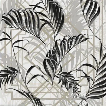 ubrus Ubrus PVC 204B metráž listy kapradí černé šířka 140 cm