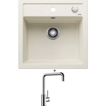 Granitový dřez Granitový dřez SET Blanco DALAGO 5 bílá soft s excentrem 527061 + Blanco MILI chrom 519413