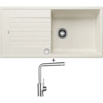 Kuchyňský dřez Granitový dřez SET Blanco ZIA XL 6 S bílá soft + excentrické ovládání + Blanco MILA chrom 519414