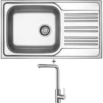 Nerezový dřez Nerezový dřez SET Sinks STAR 860 XXL V nerez matný + Laveo BONA BAB 269D nerez