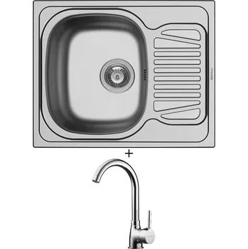 Nerezový dřez Nerezový dřez SET Pyramis SPARTA (62x50) 1B 1D nerez + Pyramis BELLO chrom