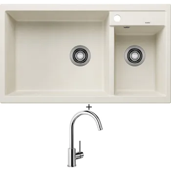 Granitový dřez Granitový dřez SET Blanco METRA 9 bílá soft 527121 + Blanco MIDA chrom 517742