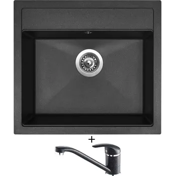 Granitový dřez Granitový dřez SET Sinks SOLO 560 granblack + Laveo IGA BGG 760D černá