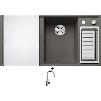 Granitový dřez Granitový dřez SET Blanco AXIA III 6 S šedá vulkán s excentrem + skleněná krájecí deska 527228 + Blanco MIDA-S chrom 521454