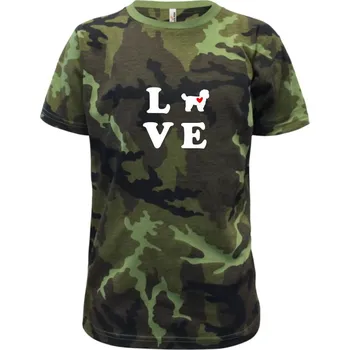 Shih Tzu love - Dětské maskáčové triko - 122 cm/6 let ( Zelený maskáč )